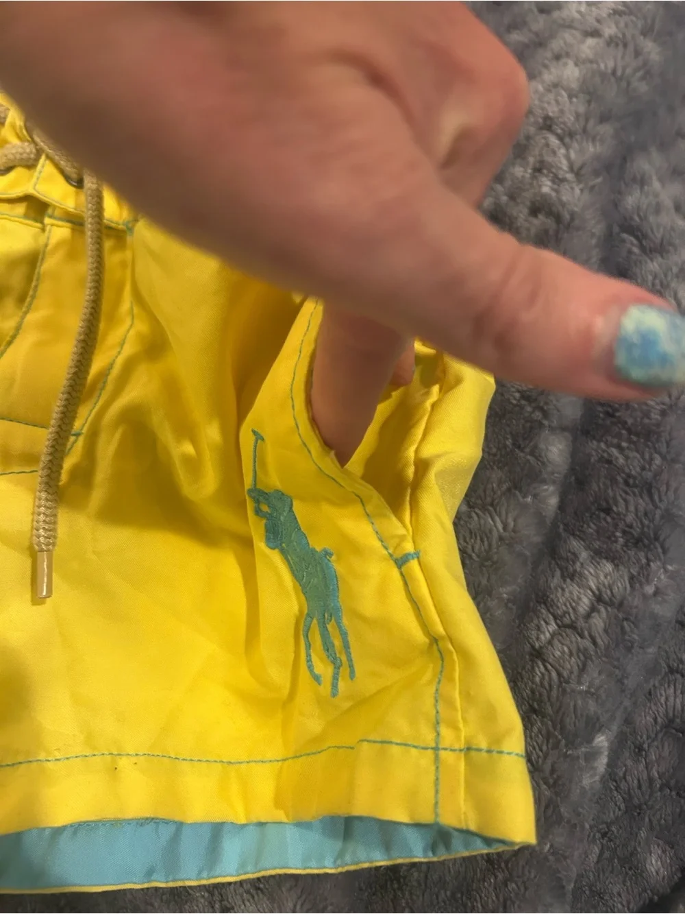 Good Condition Polo by Ralph Lauren Boys sz2T Swim Trunks Yellow with Turquoise